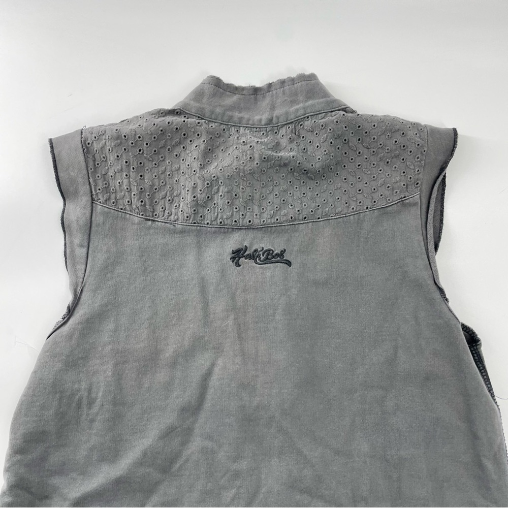 Hale Bob Grey Cotton Sleeveless Eyelet Trim Boho Minimalist mini dress NWOT - Picture 10 of 11